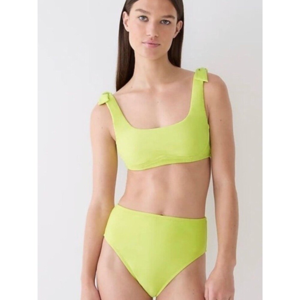 J. Crew Tie Shoulder Scoop Neck Bikini Top in Lemon Sorbet Size XS